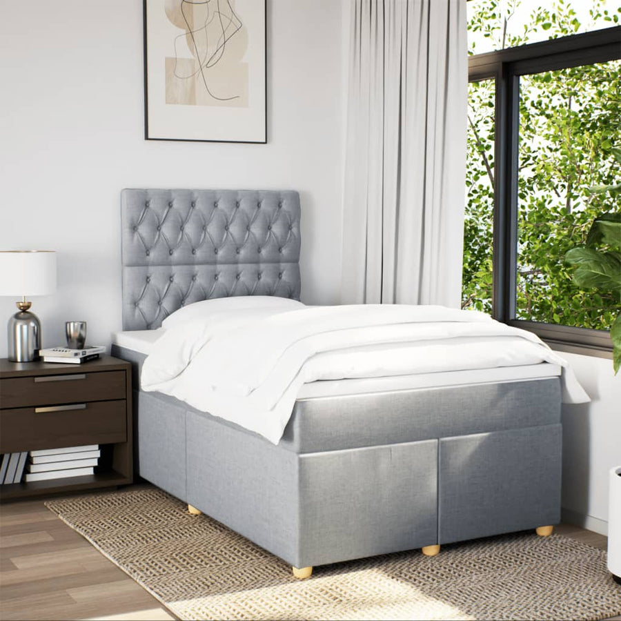 Boxspring met matras stof lichtgrijs 120x200 cm