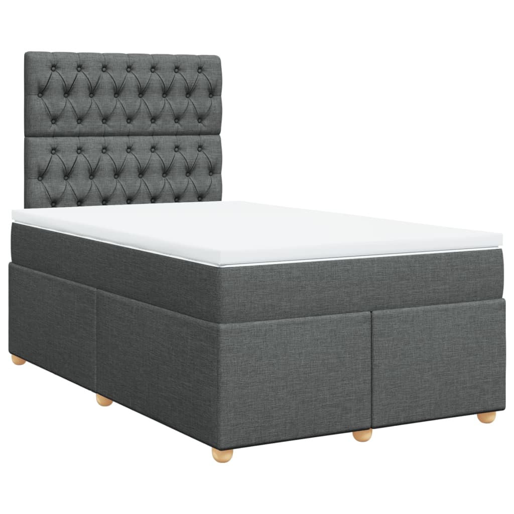 Boxspring met matras stof donkergrijs 120x200 cm