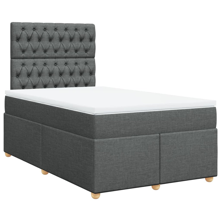 Boxspring met matras stof donkergrijs 120x200 cm