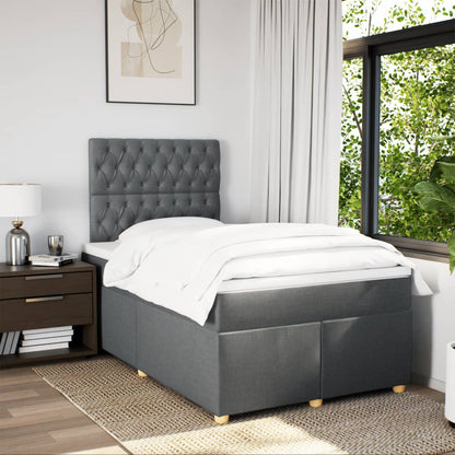 Boxspring met matras stof donkergrijs 120x200 cm