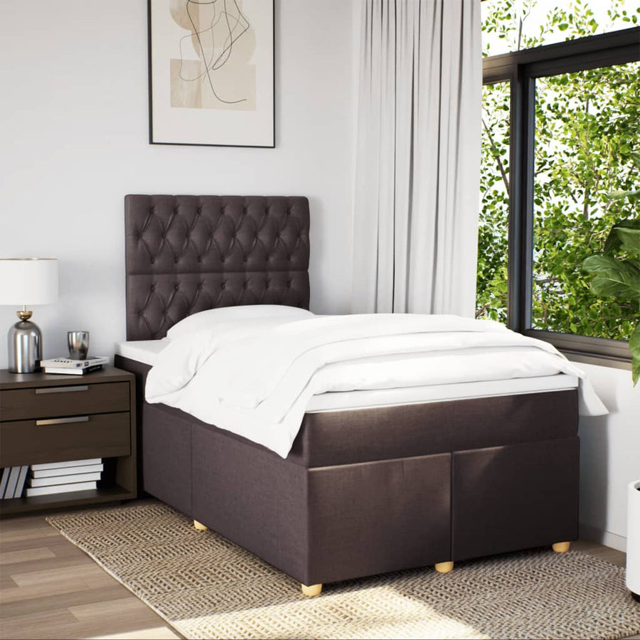 Boxspring met matras stof donkerbruin 120x200 cm