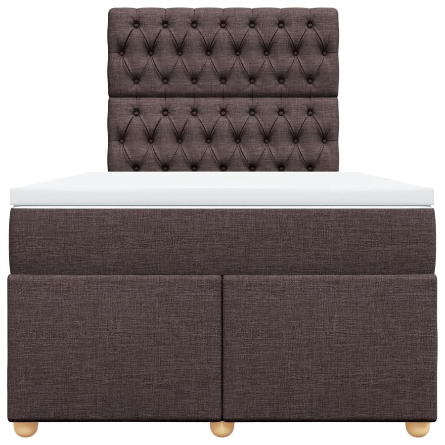 Boxspring met matras stof donkerbruin 120x200 cm