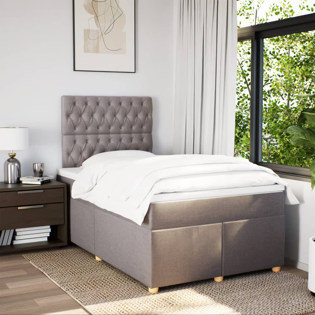 Boxspring met matras stof taupe 120x200 cm