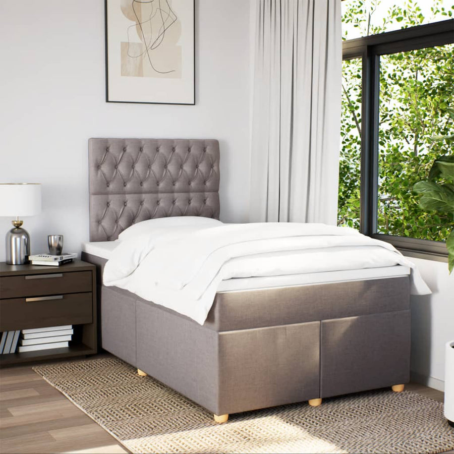 Boxspring met matras stof taupe 120x200 cm
