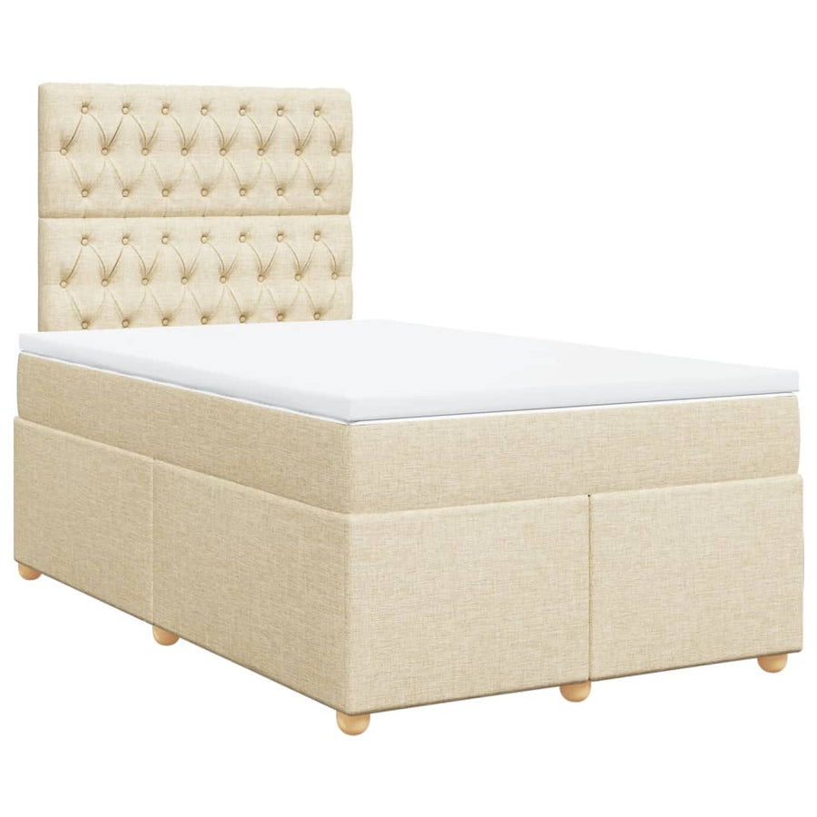Boxspring met matras stof crèmekleurig 120x200 cm