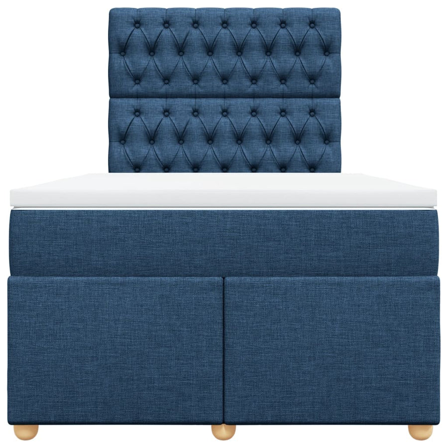 Boxspring met matras stof blauw 120x200 cm