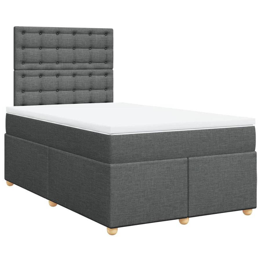 Boxspring met matras stof donkergrijs 120x200 cm