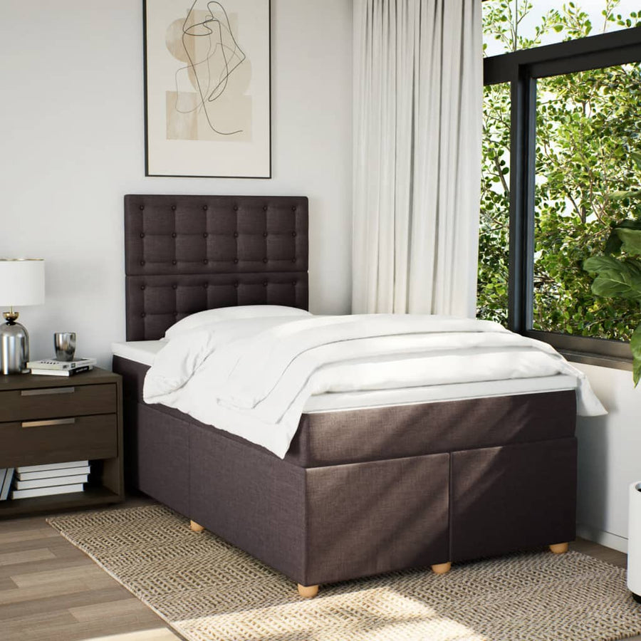 Boxspring met matras stof donkerbruin 120x200 cm