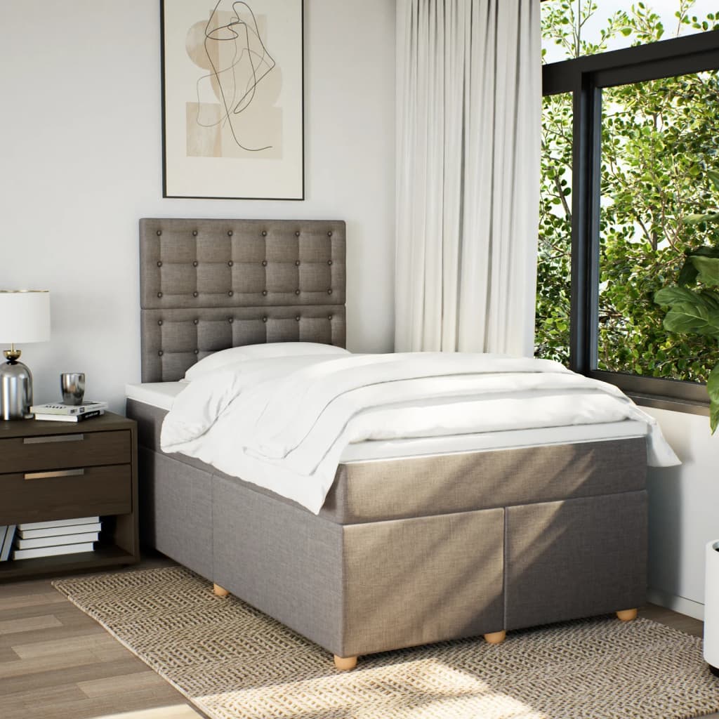 Boxspring met matras stof taupe 120x200 cm