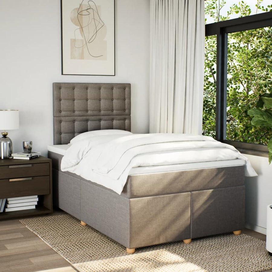Boxspring met matras stof taupe 120x200 cm