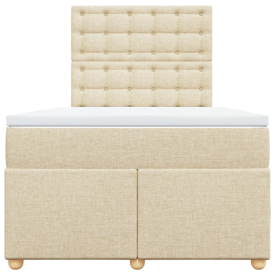 Boxspring met matras stof crèmekleurig 120x200 cm