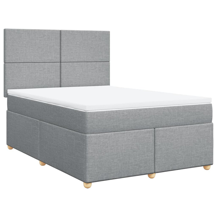 Boxspring met matras stof lichtgrijs 140x190 cm