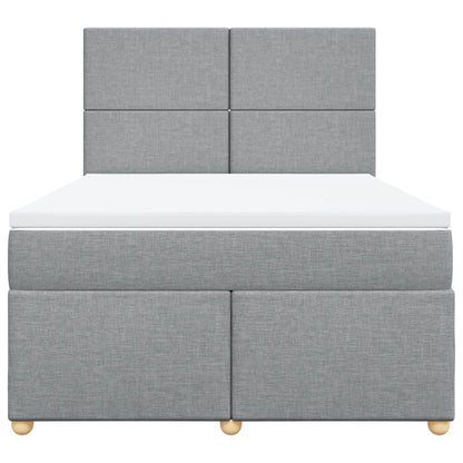 Boxspring met matras stof lichtgrijs 140x190 cm