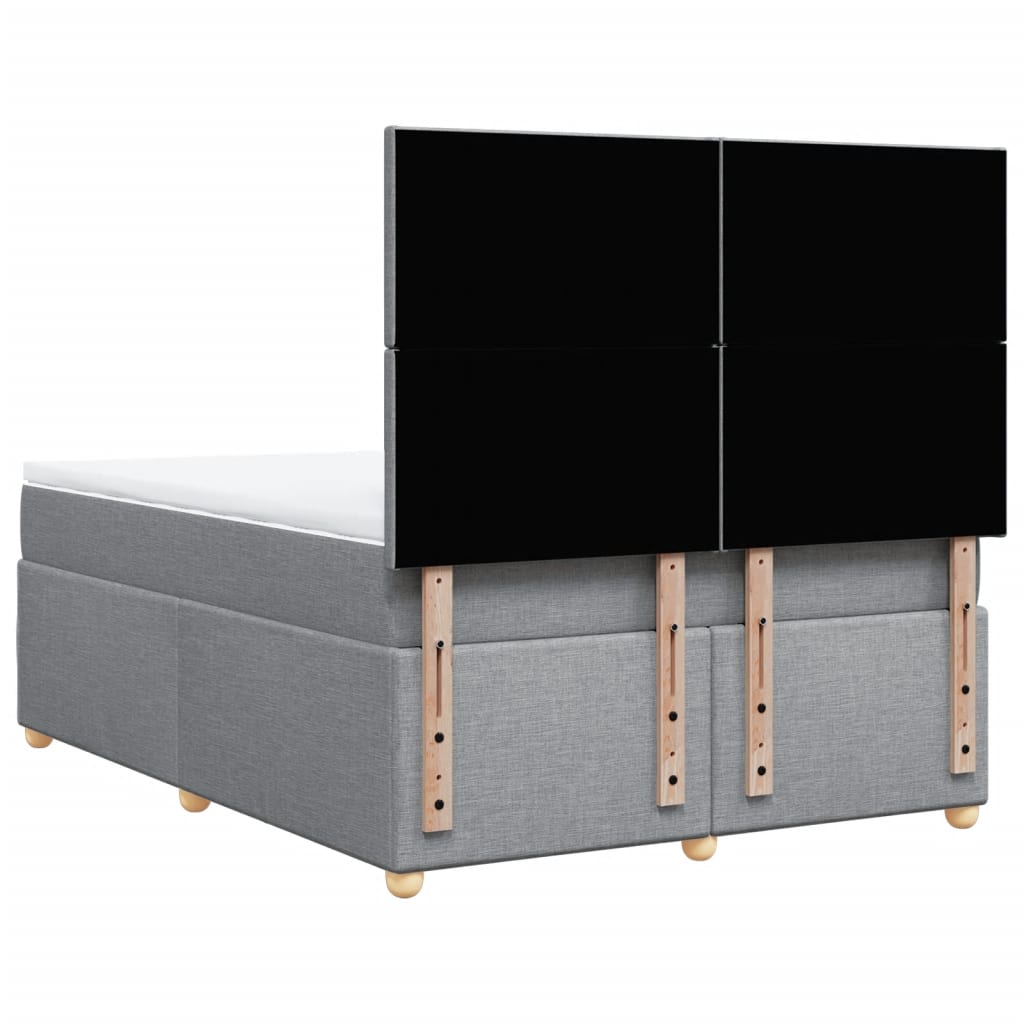Boxspring met matras stof lichtgrijs 140x190 cm