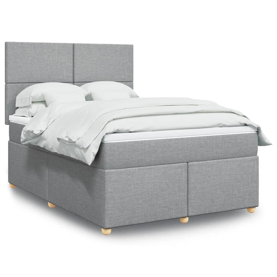 Boxspring met matras stof lichtgrijs 140x190 cm
