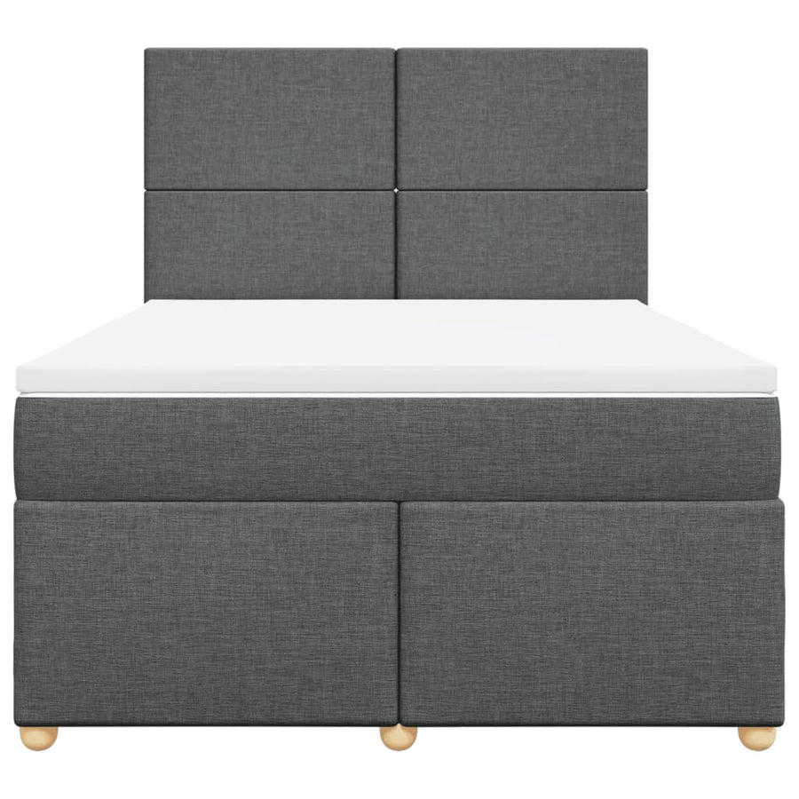 Boxspring met matras stof donkergrijs 140x190 cm