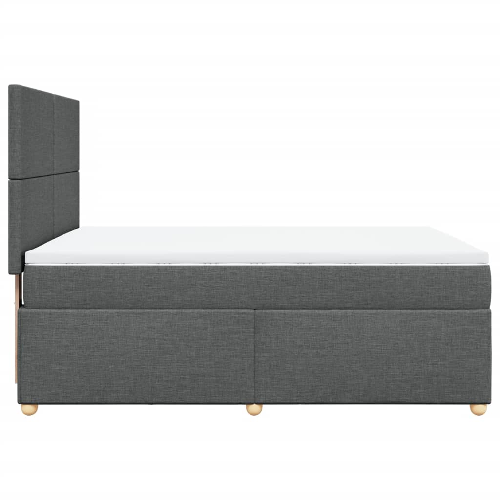 Boxspring met matras stof donkergrijs 140x190 cm