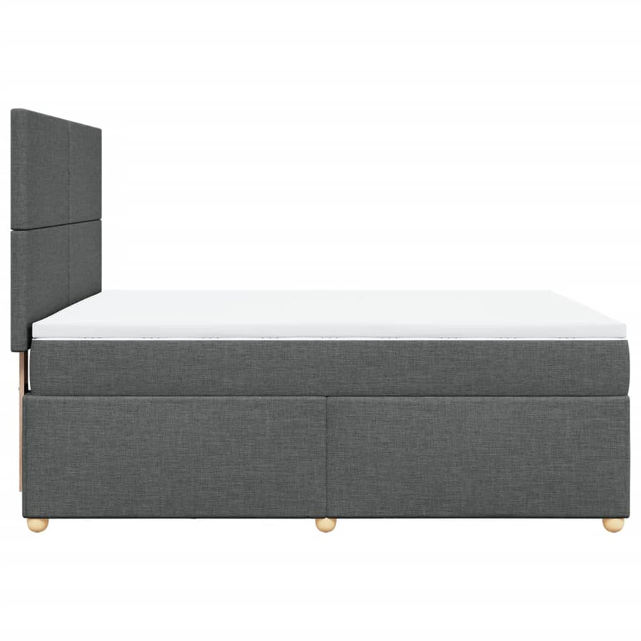 Boxspring met matras stof donkergrijs 140x190 cm