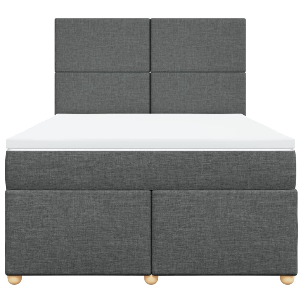 Boxspring met matras stof donkergrijs 140x190 cm