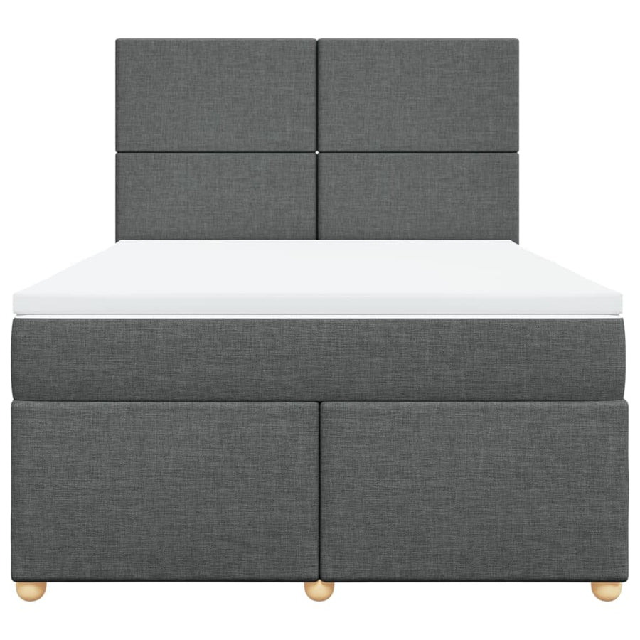 Boxspring met matras stof donkergrijs 140x190 cm