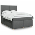Box spring with mattress fabric dark grey 140x190 cm