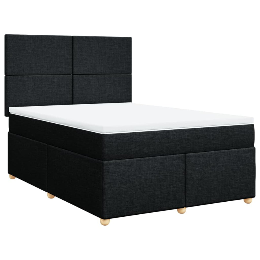 Boxspring met matras stof zwart 140x190 cm