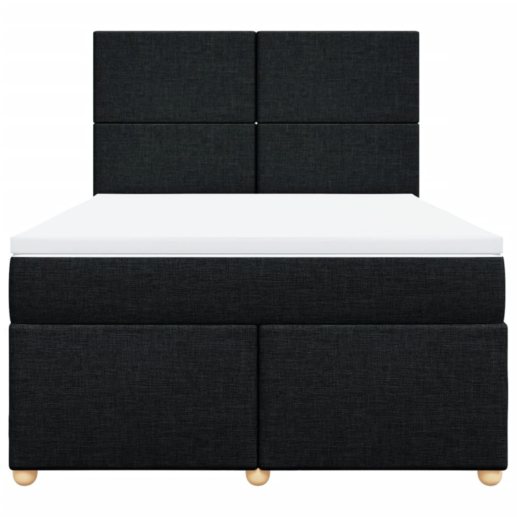 Boxspring met matras stof zwart 140x190 cm