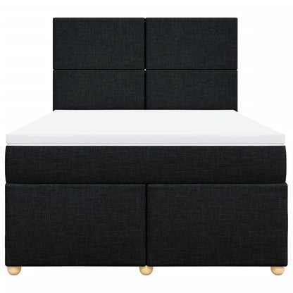Boxspring met matras stof zwart 140x190 cm