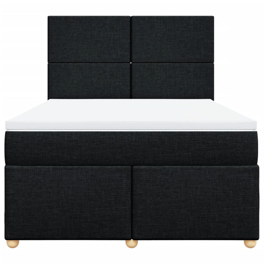 Boxspring met matras stof zwart 140x190 cm