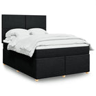 Box spring with fabric mattress black 140x190 cm