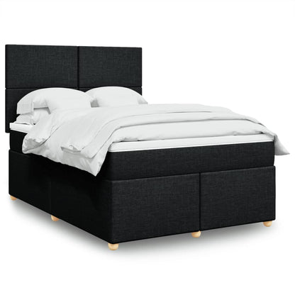 Boxspring met matras stof zwart 140x190 cm