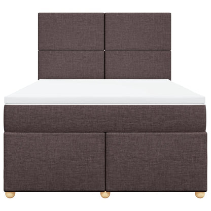 Boxspring met matras stof donkerbruin 140x190 cm