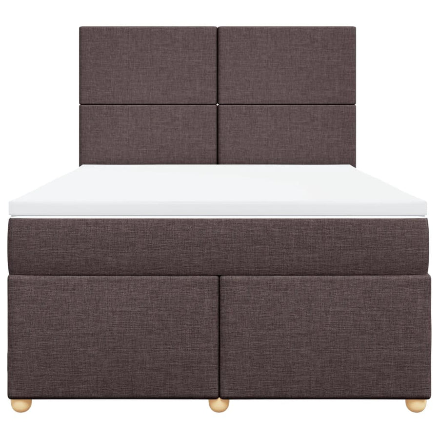 Boxspring met matras stof donkerbruin 140x190 cm