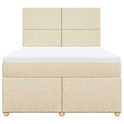 Boxspring met matras stof crèmekleurig 140x190 cm