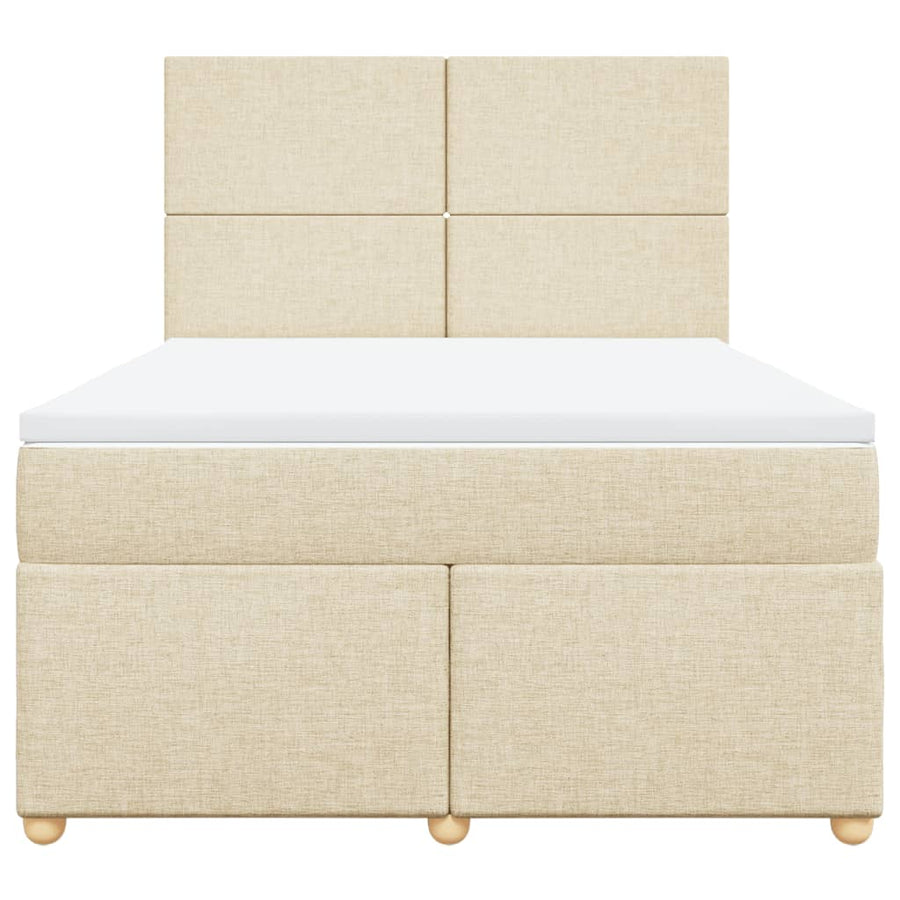 Boxspring met matras stof crèmekleurig 140x190 cm