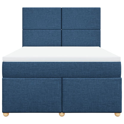 Boxspring met matras stof blauw 140x190 cm