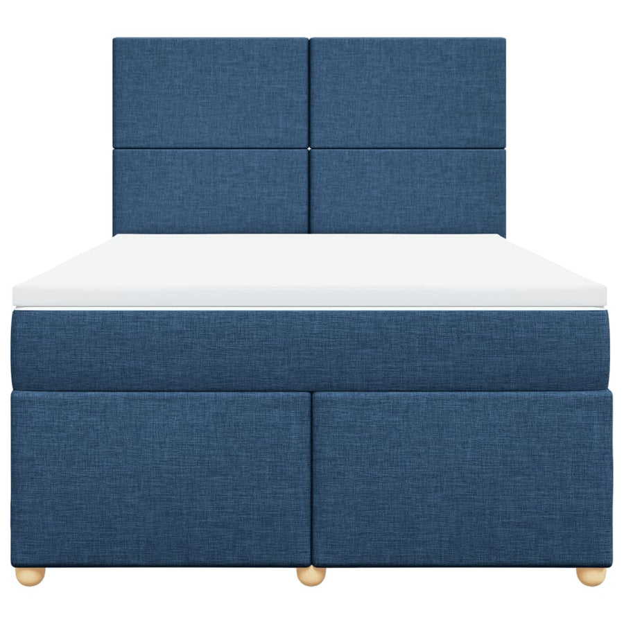 Boxspring met matras stof blauw 140x190 cm