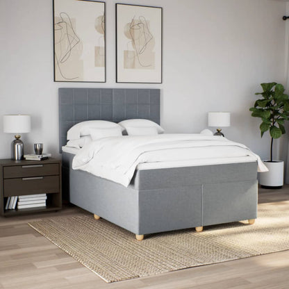 Boxspring met matras stof lichtgrijs 140x190 cm