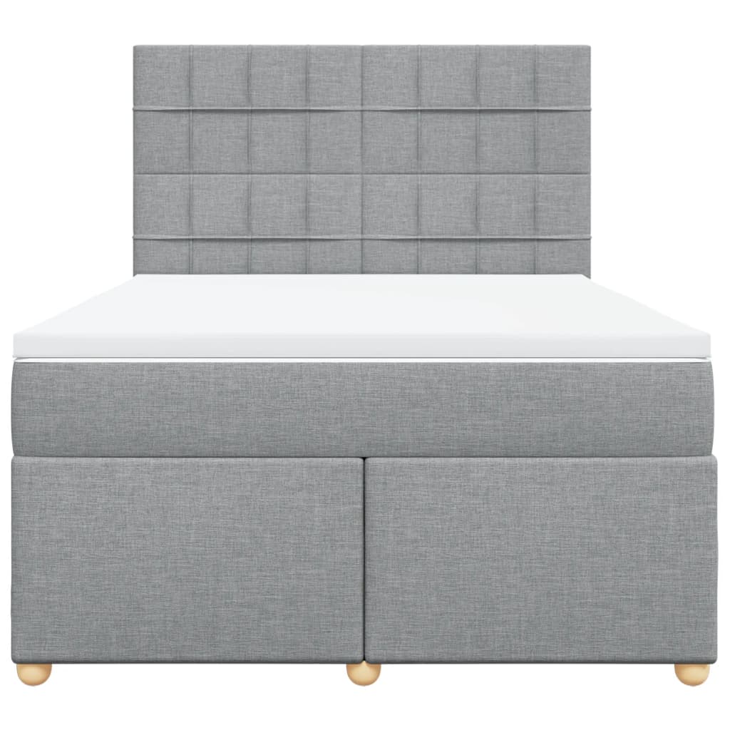 Boxspring met matras stof lichtgrijs 140x190 cm