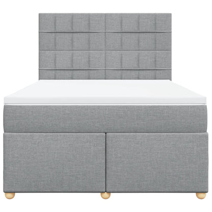 Boxspring met matras stof lichtgrijs 140x190 cm