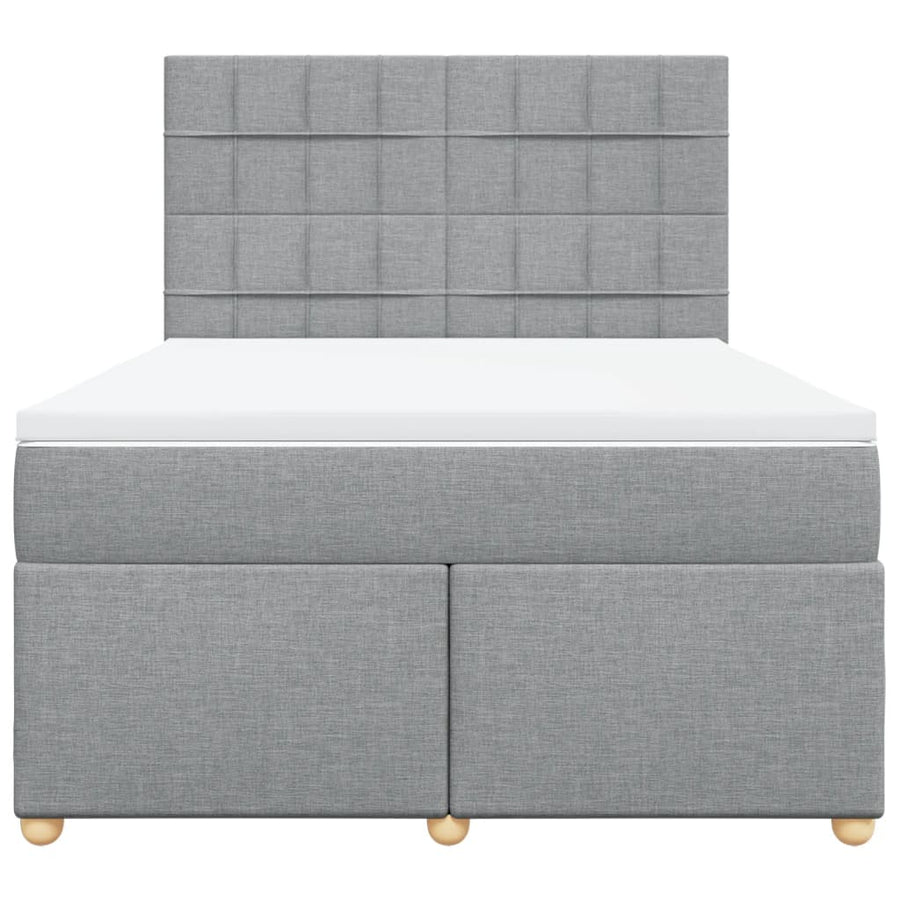 Boxspring met matras stof lichtgrijs 140x190 cm