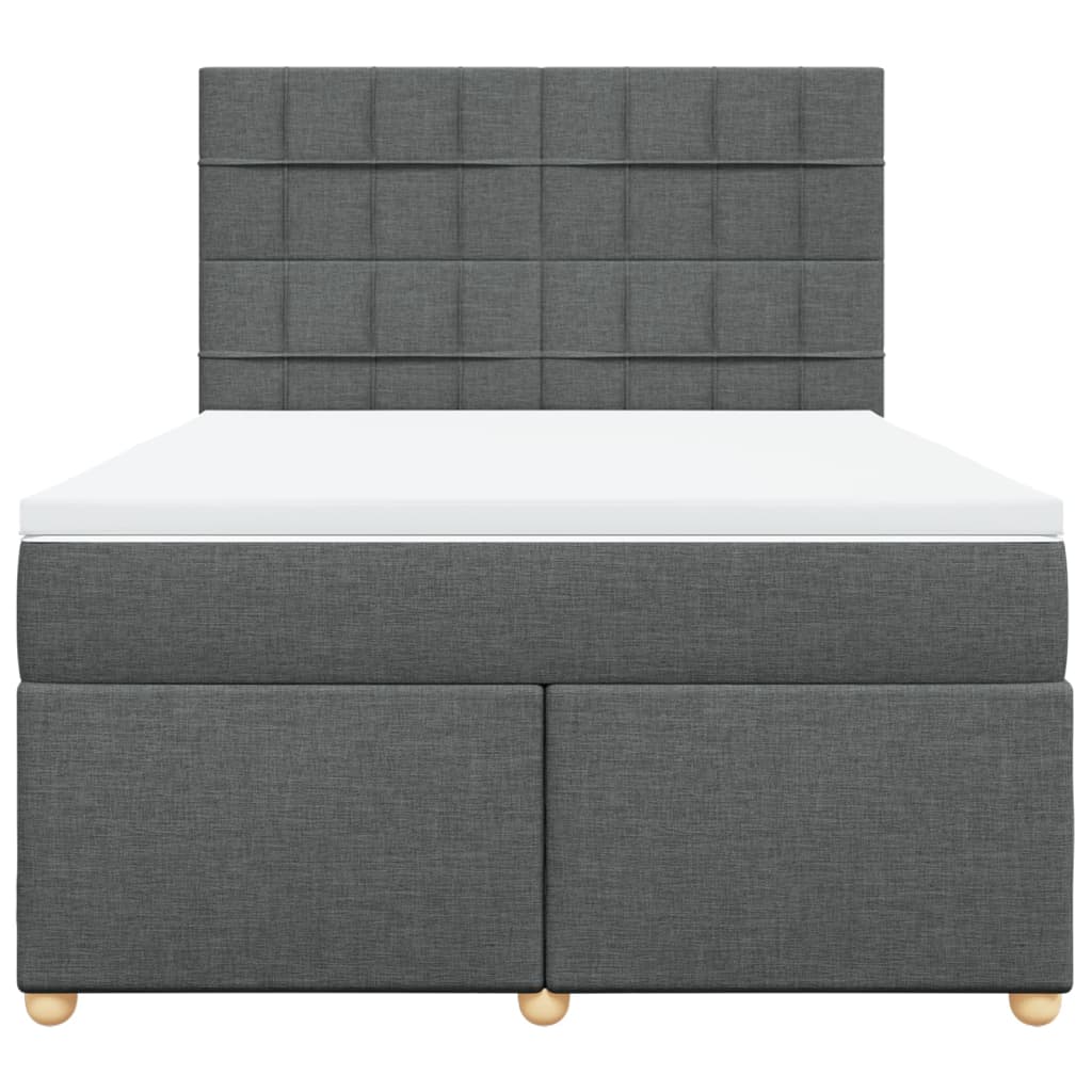 Boxspring met matras stof donkergrijs 140x190 cm