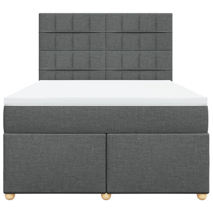 Boxspring met matras stof donkergrijs 140x190 cm