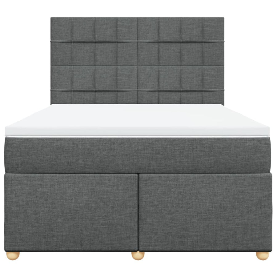 Boxspring met matras stof donkergrijs 140x190 cm