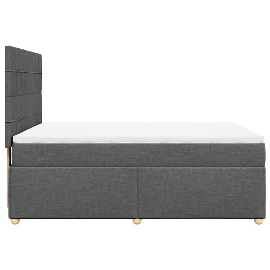 Boxspring met matras stof donkergrijs 140x190 cm