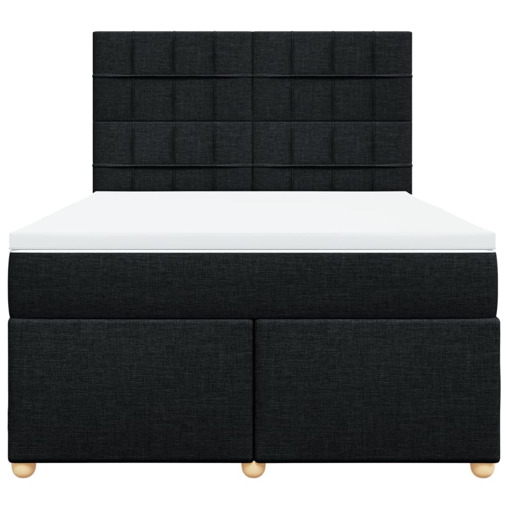 Boxspring met matras stof zwart 140x190 cm