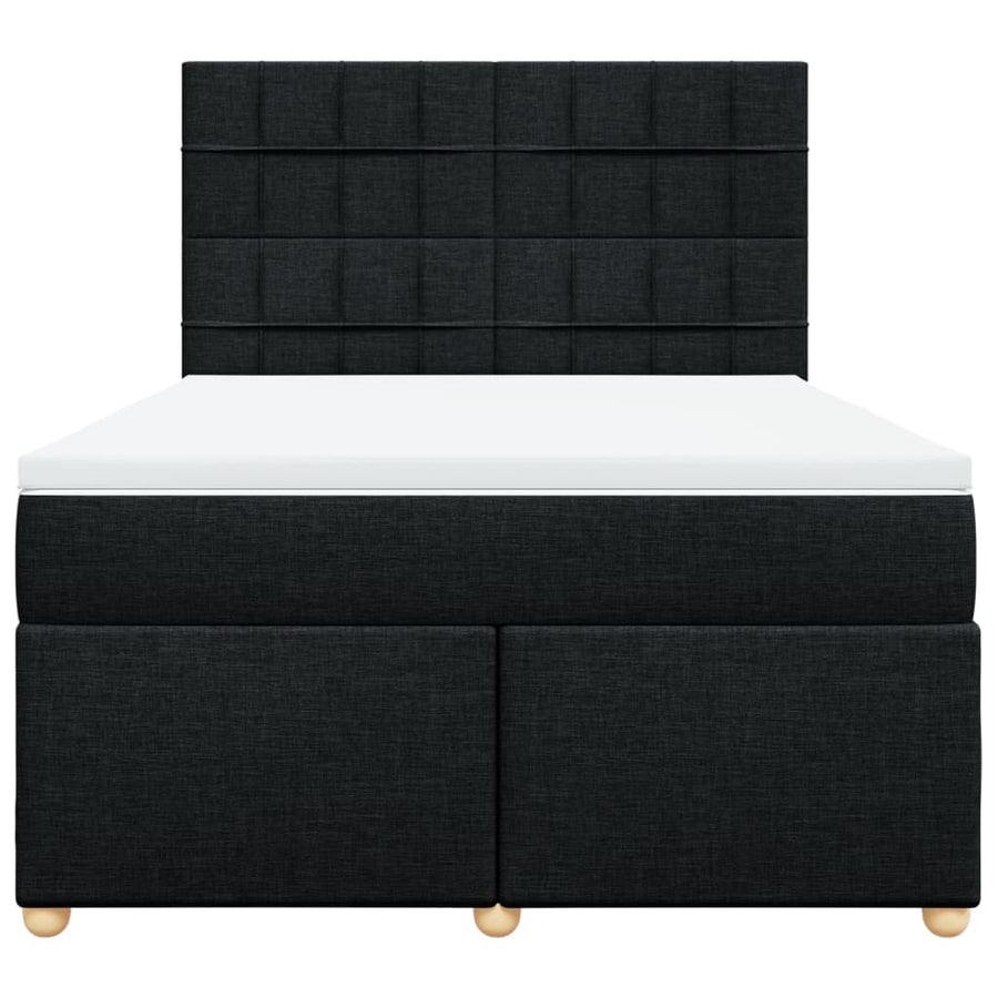 Boxspring met matras stof zwart 140x190 cm