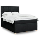 Box spring with fabric mattress black 140x190 cm