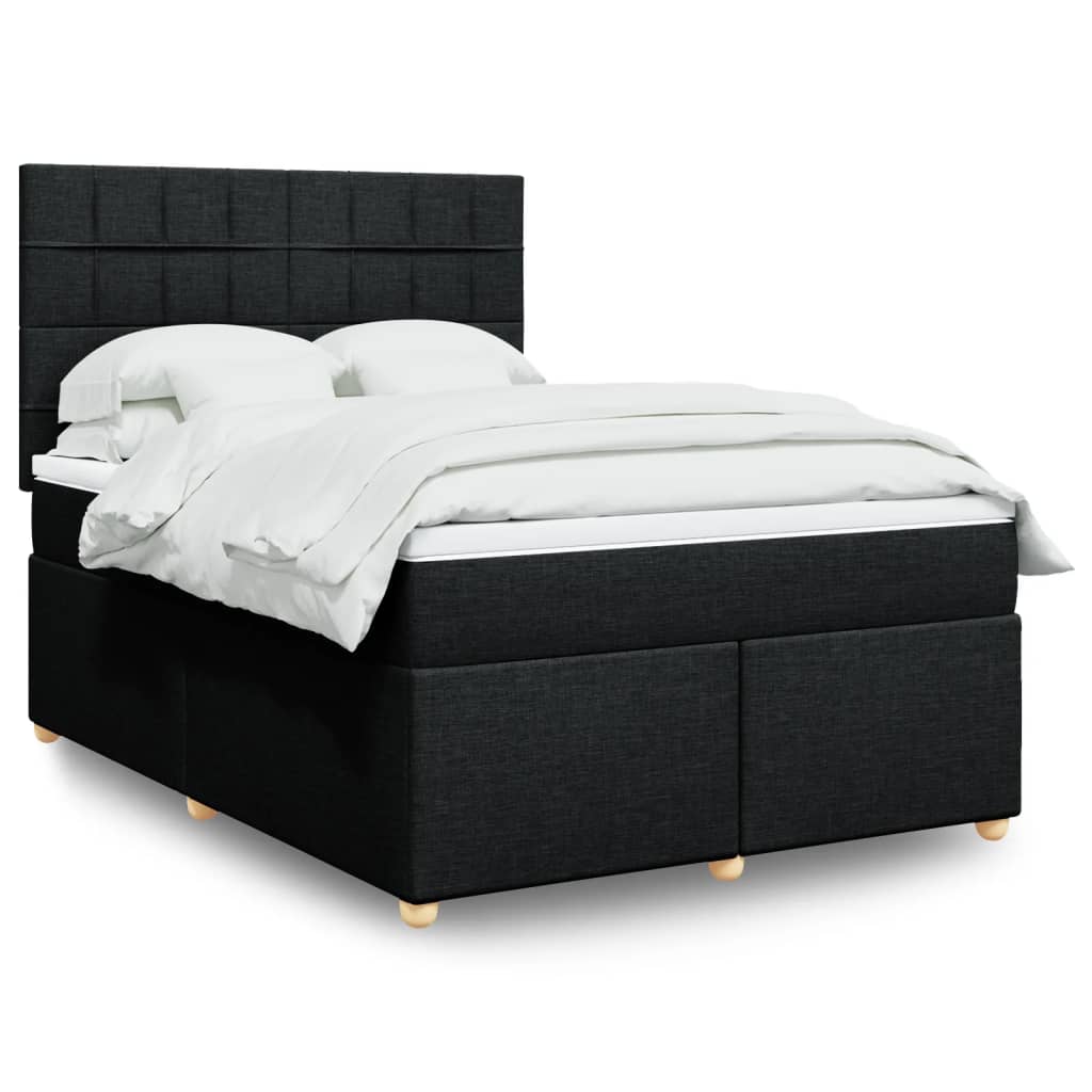 Boxspring met matras stof zwart 140x190 cm