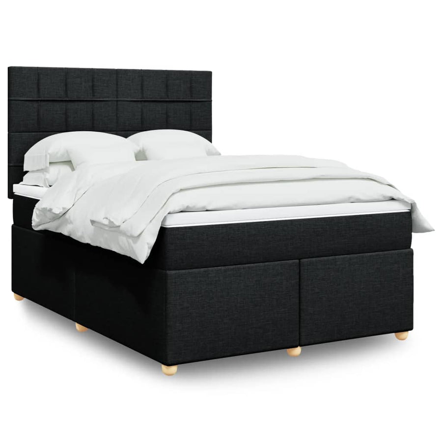 Boxspring met matras stof zwart 140x190 cm